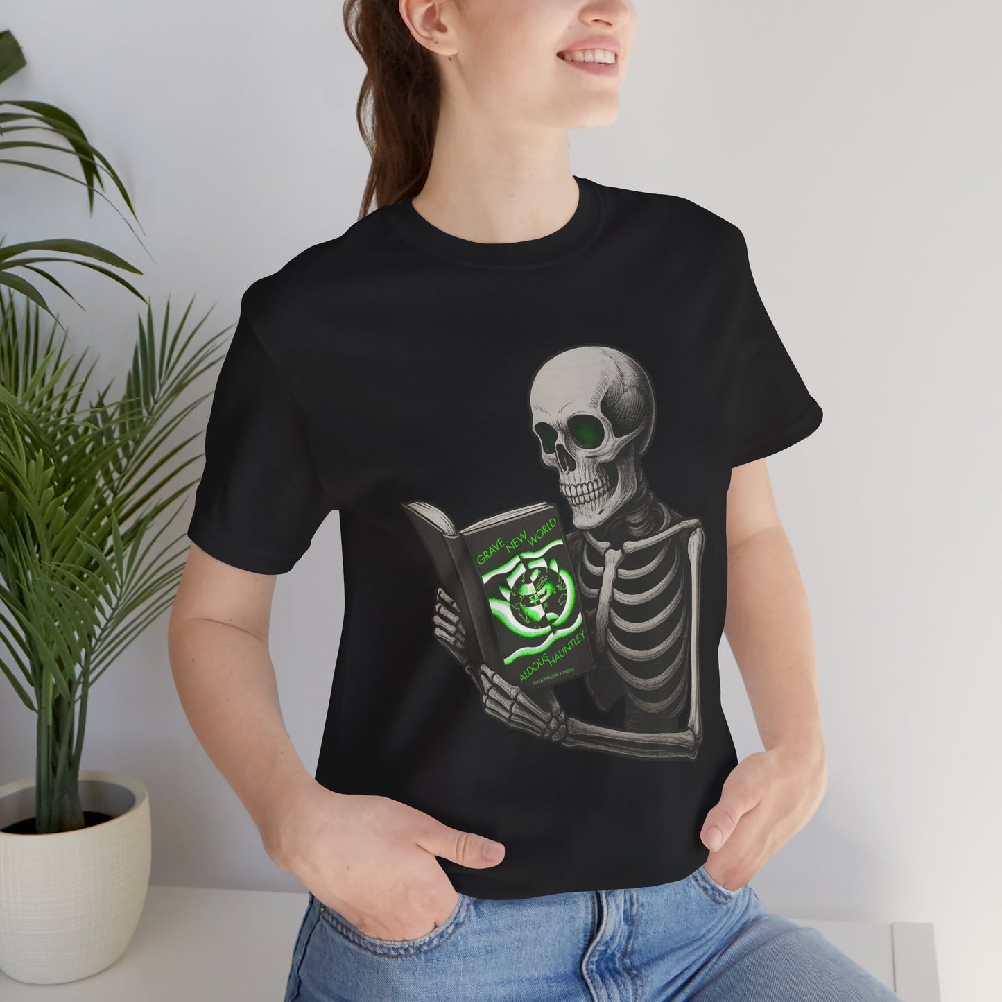 Forbidden Tome Shirt Grave New World Skeleton Book Parody Dark Humor Tee