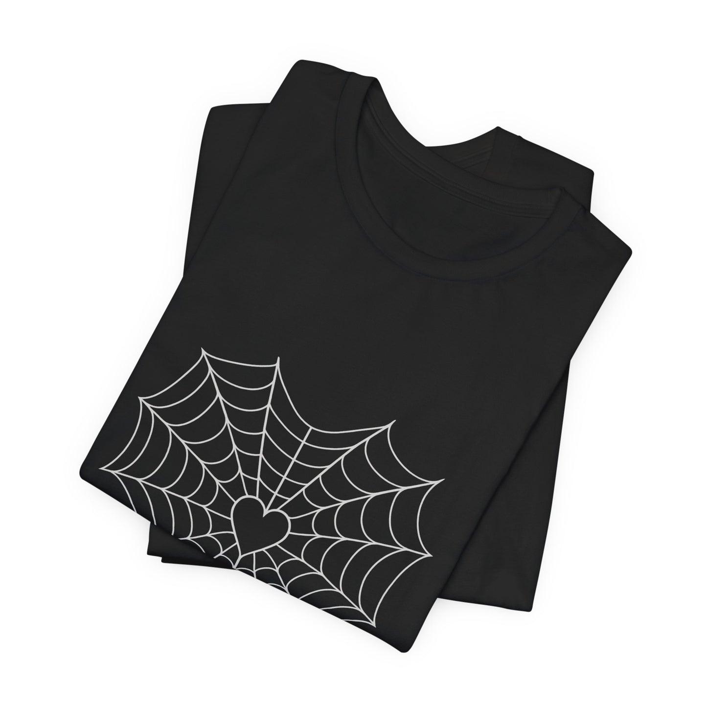 Heart Shaped Spider Web Shirt Chalk Style Gothic Halloween T Shirt