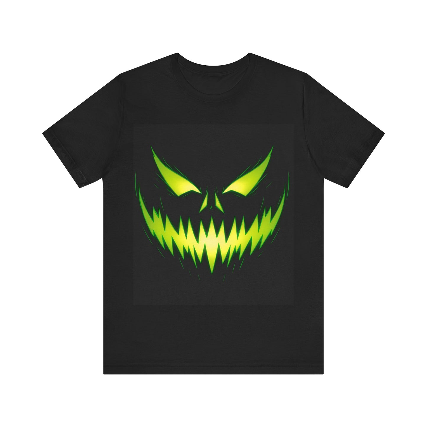 Sinister Neon Green Jack-O-Lantern Face T-Shirt | Halloween Horror Pumpkin Glow Shirt | Spooky Graphic Tee