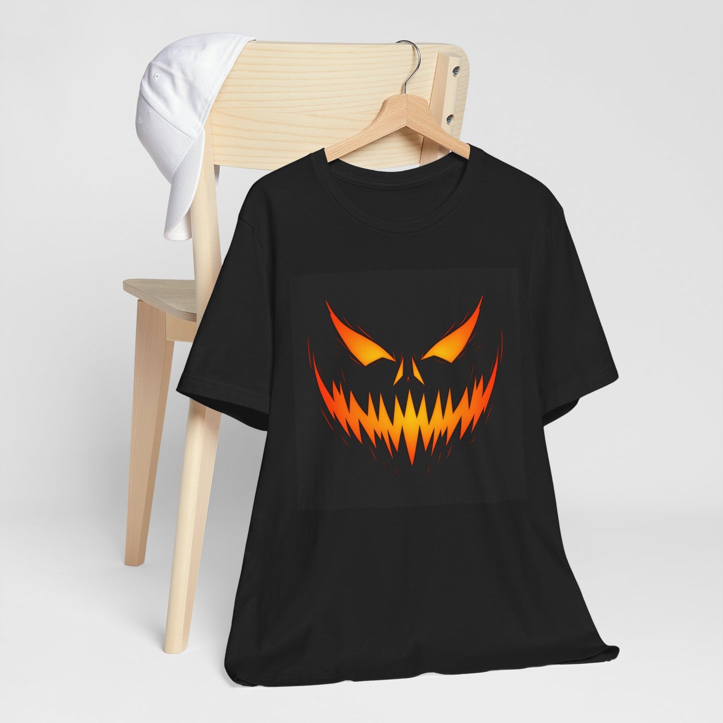 Scary Pumpkin Face Jack-O-Lantern T-Shirt | Halloween Orange Glow Shirt | Creepy Horror Pumpkin Graphic Tee