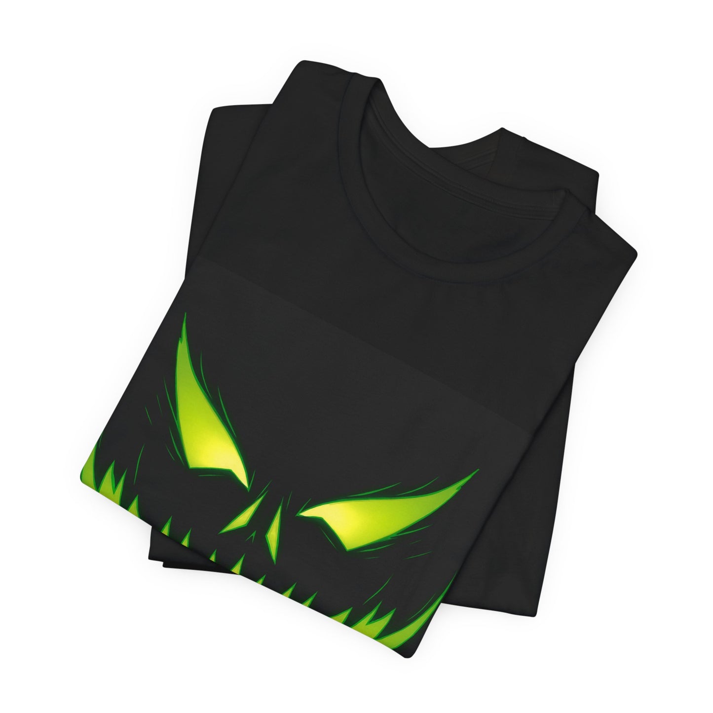 Sinister Neon Green Jack-O-Lantern Face T-Shirt | Halloween Horror Pumpkin Glow Shirt | Spooky Graphic Tee