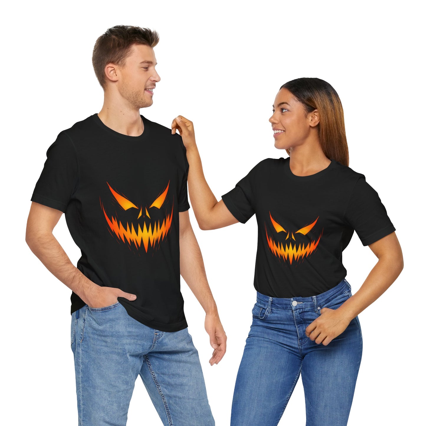 Scary Pumpkin Face Jack-O-Lantern T-Shirt | Halloween Orange Glow Shirt | Creepy Horror Pumpkin Graphic Tee