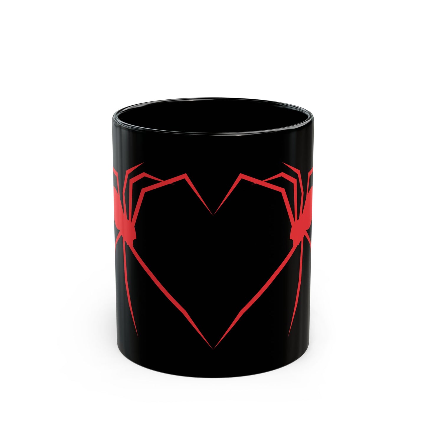 Black Widow Spider Heart Coffee Mug Gothic Creepy Cute Black Ceramic Cup 11oz 15oz