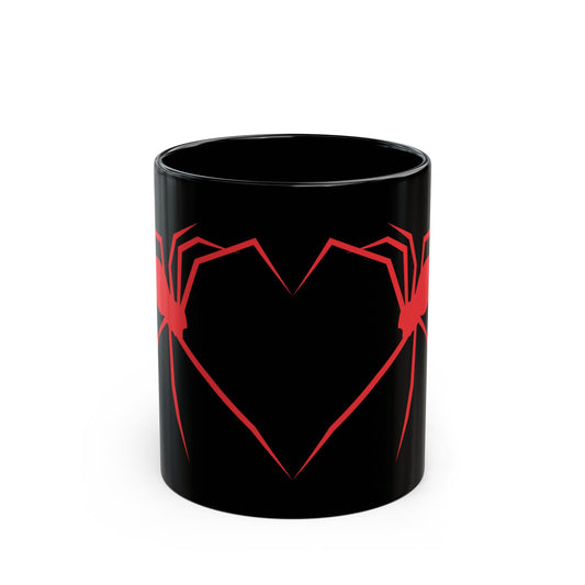 Black Widow Spider Heart Coffee Mug Gothic Creepy Cute Black Ceramic Cup 11oz 15oz