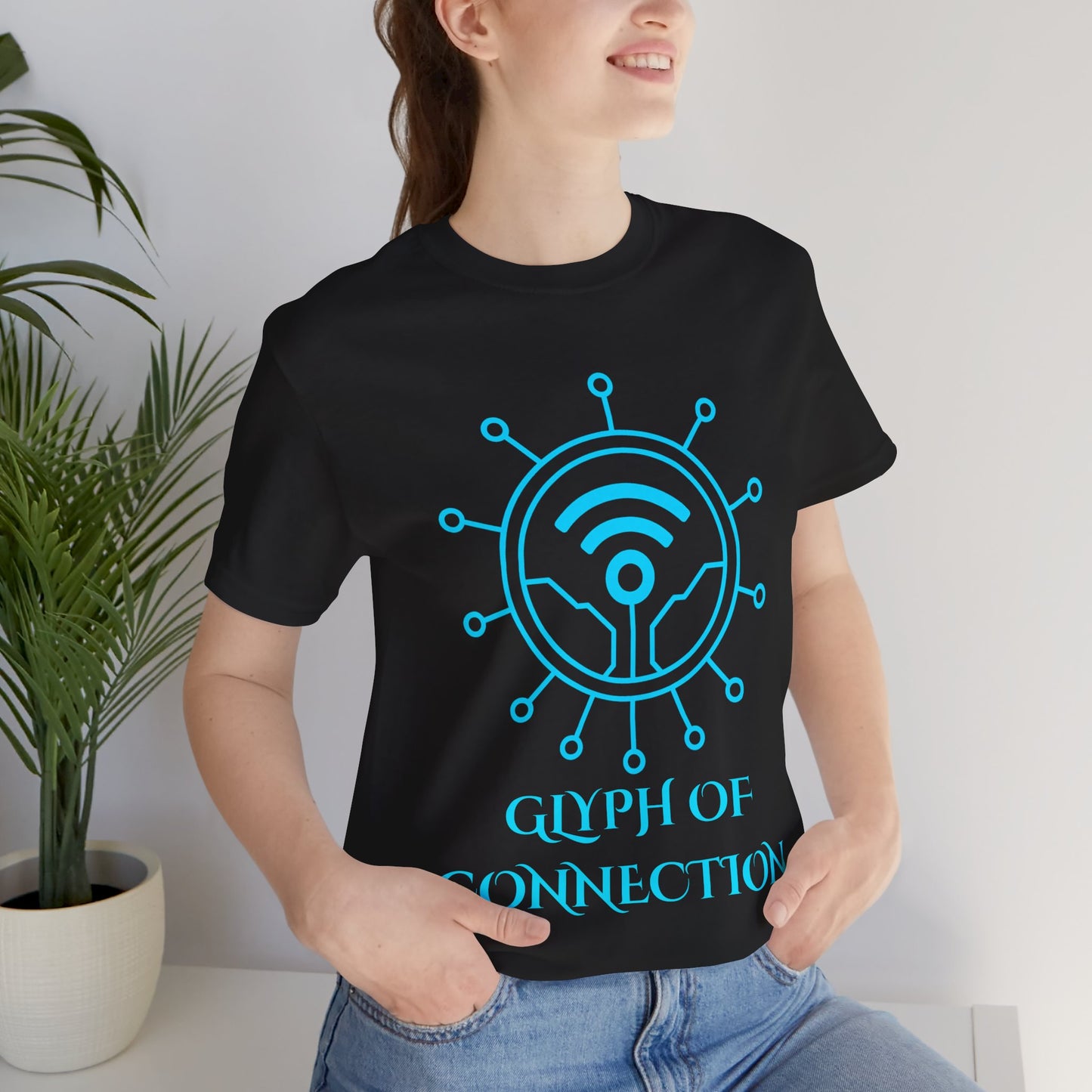 Glyph of Connection Sigil Shirt Geometric Occult Symbol Tech Mystic Design Glowing WiFi Vector TShirt Gift