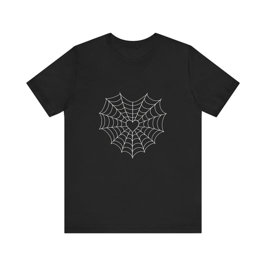 Heart Shaped Spider Web Shirt Chalk Style Gothic Halloween T Shirt