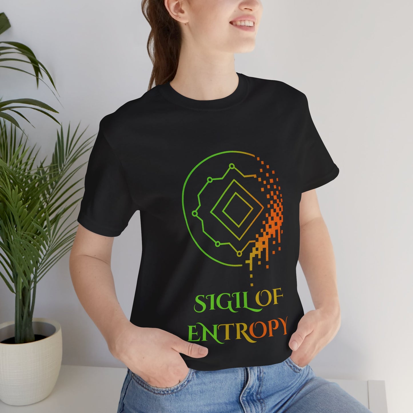 Sigil of Entropy Shirt Geometric Occult Symbol Tech Mystic Design Glowing Vector Chaos Energy TShirt Gift
