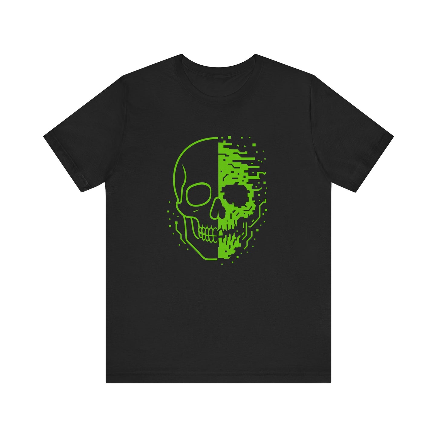 Glitch Skull Shirt Cyberpunk T Shirt Neon Green Goth Graphic Tee Techno Gothic Alternative Clothing