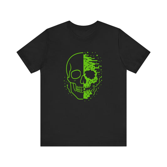Glitch Skull Shirt Cyberpunk T Shirt Neon Green Goth Graphic Tee Techno Gothic Alternative Clothing