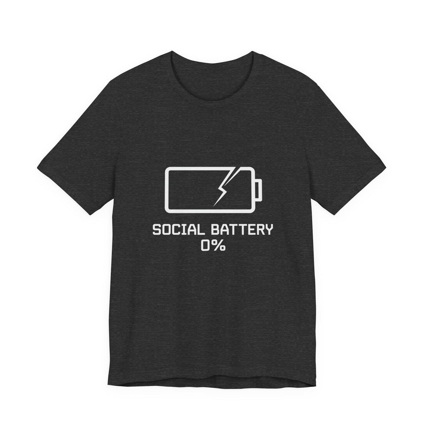 Social Battery 0% T-Shirt | Funny Goth Introvert Tee | Low Energy Meme Shirt | Dark Humor Unisex Graphic Tee