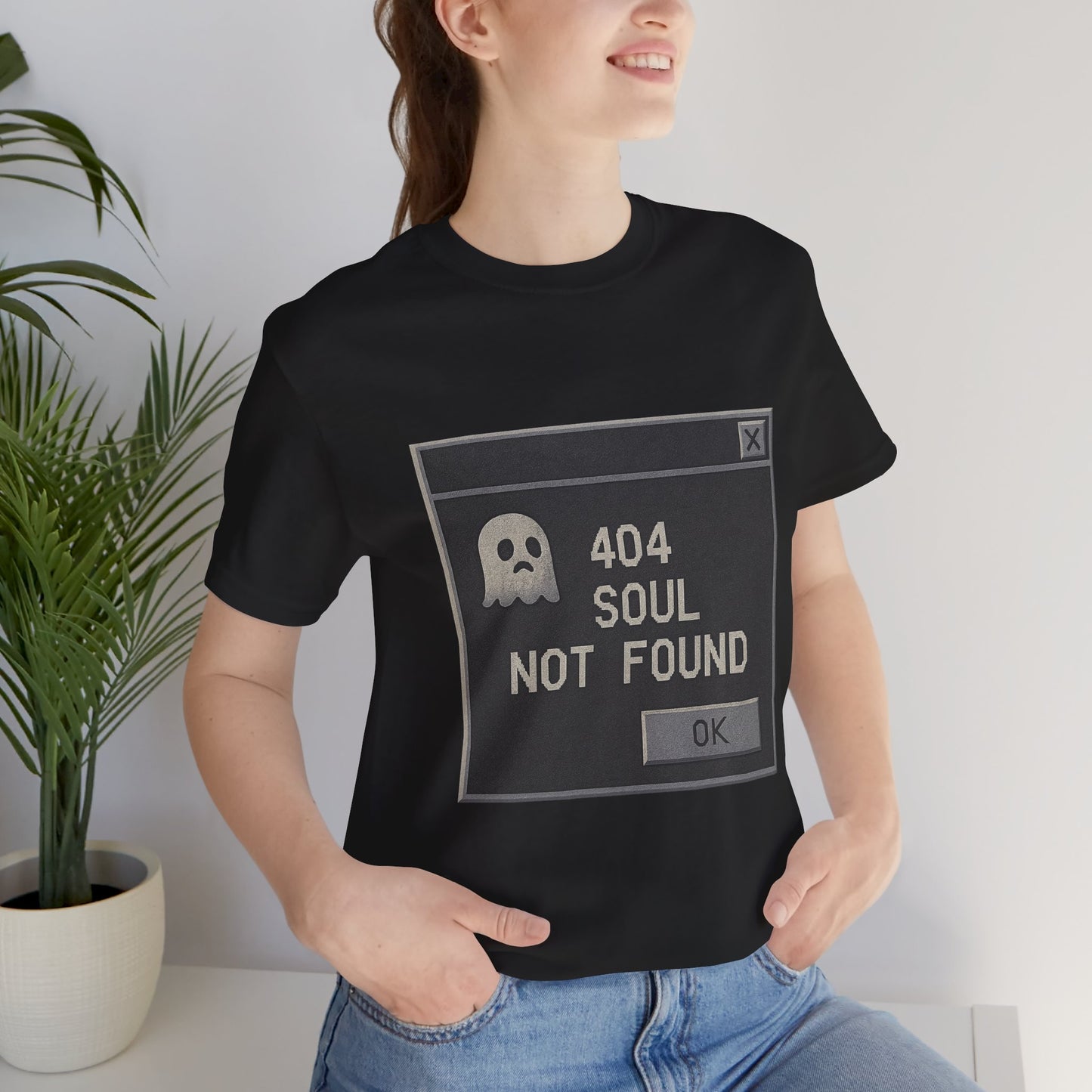 404 Soul Not Found T-Shirt | Funny Goth Shirt | Retro Error Message Graphic Tee | Tech Nerd Gift | Unisex Dark Humor Shirt