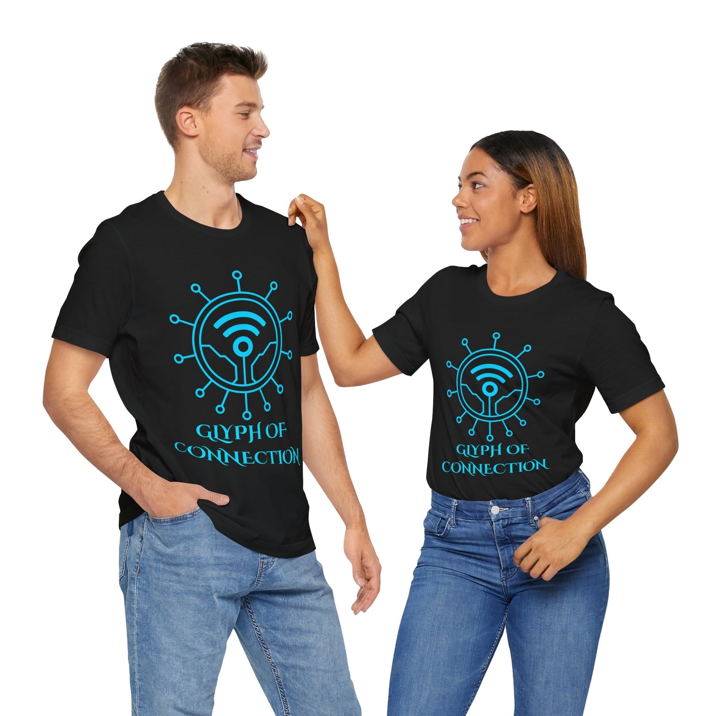 Glyph of Connection Sigil Shirt Geometric Occult Symbol Tech Mystic Design Glowing WiFi Vector TShirt Gift