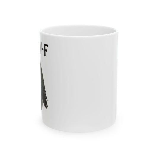 Raven on Skull Coffee Mug Gothic Crow Cup with Dark Humor F Caw F Design