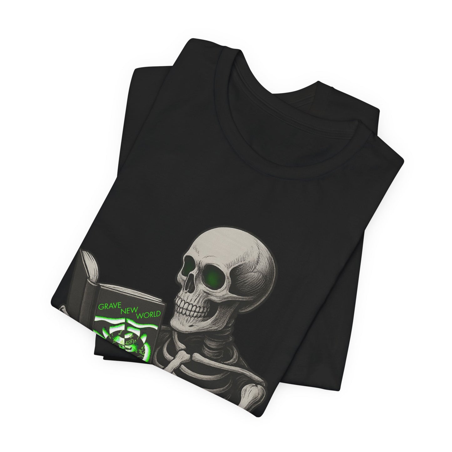 Forbidden Tome Shirt Grave New World Skeleton Book Parody Dark Humor Tee