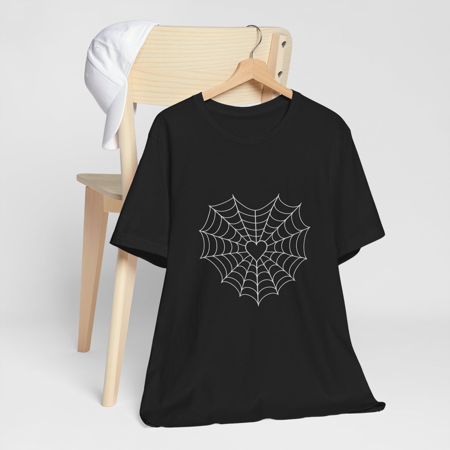 Heart Shaped Spider Web Shirt Chalk Style Gothic Halloween T Shirt