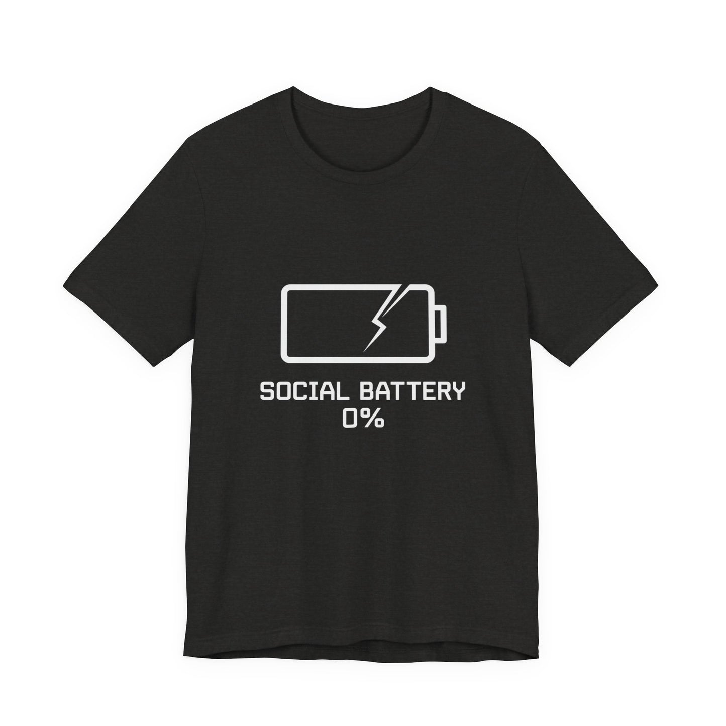 Social Battery 0% T-Shirt | Funny Goth Introvert Tee | Low Energy Meme Shirt | Dark Humor Unisex Graphic Tee