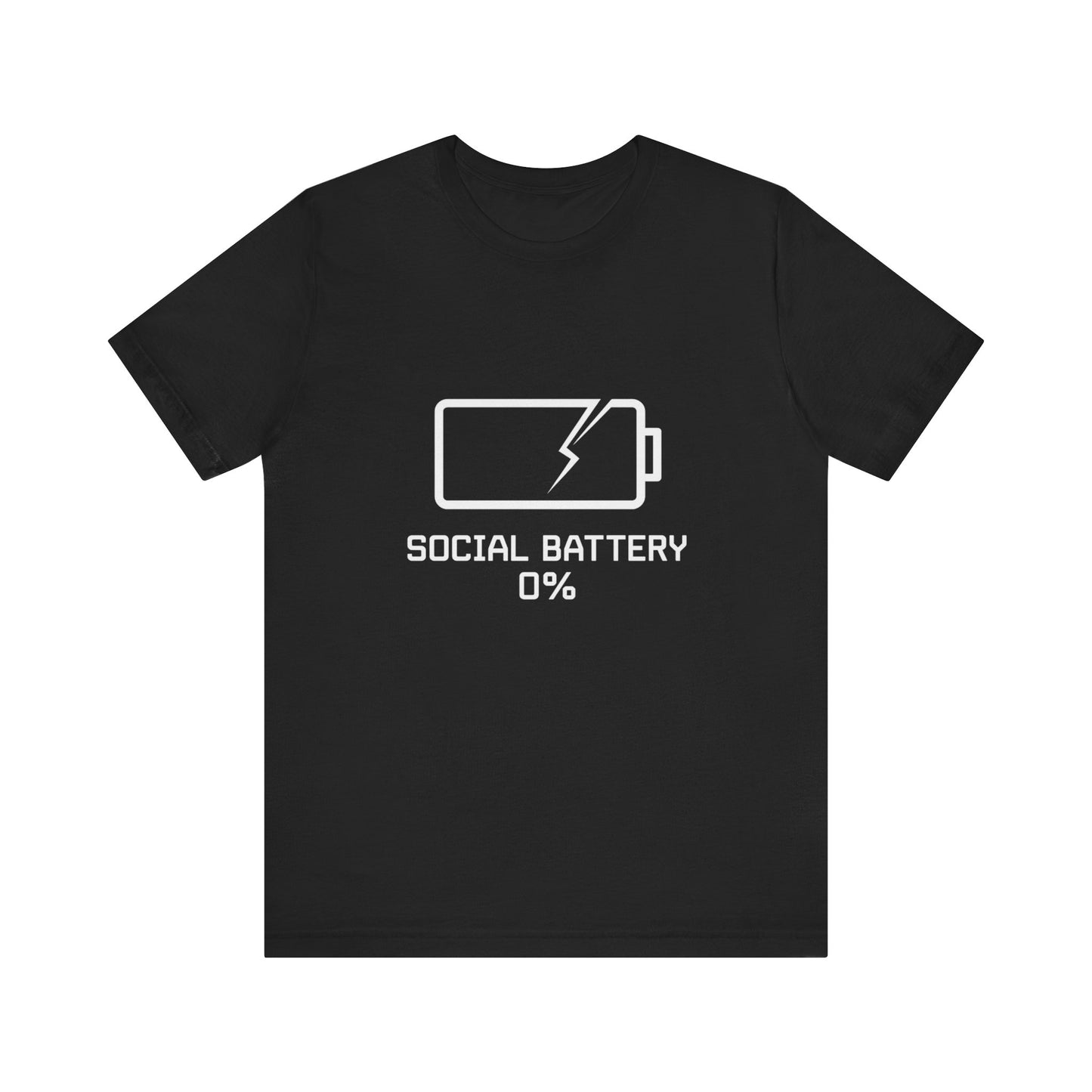 Social Battery 0% T-Shirt | Funny Goth Introvert Tee | Low Energy Meme Shirt | Dark Humor Unisex Graphic Tee