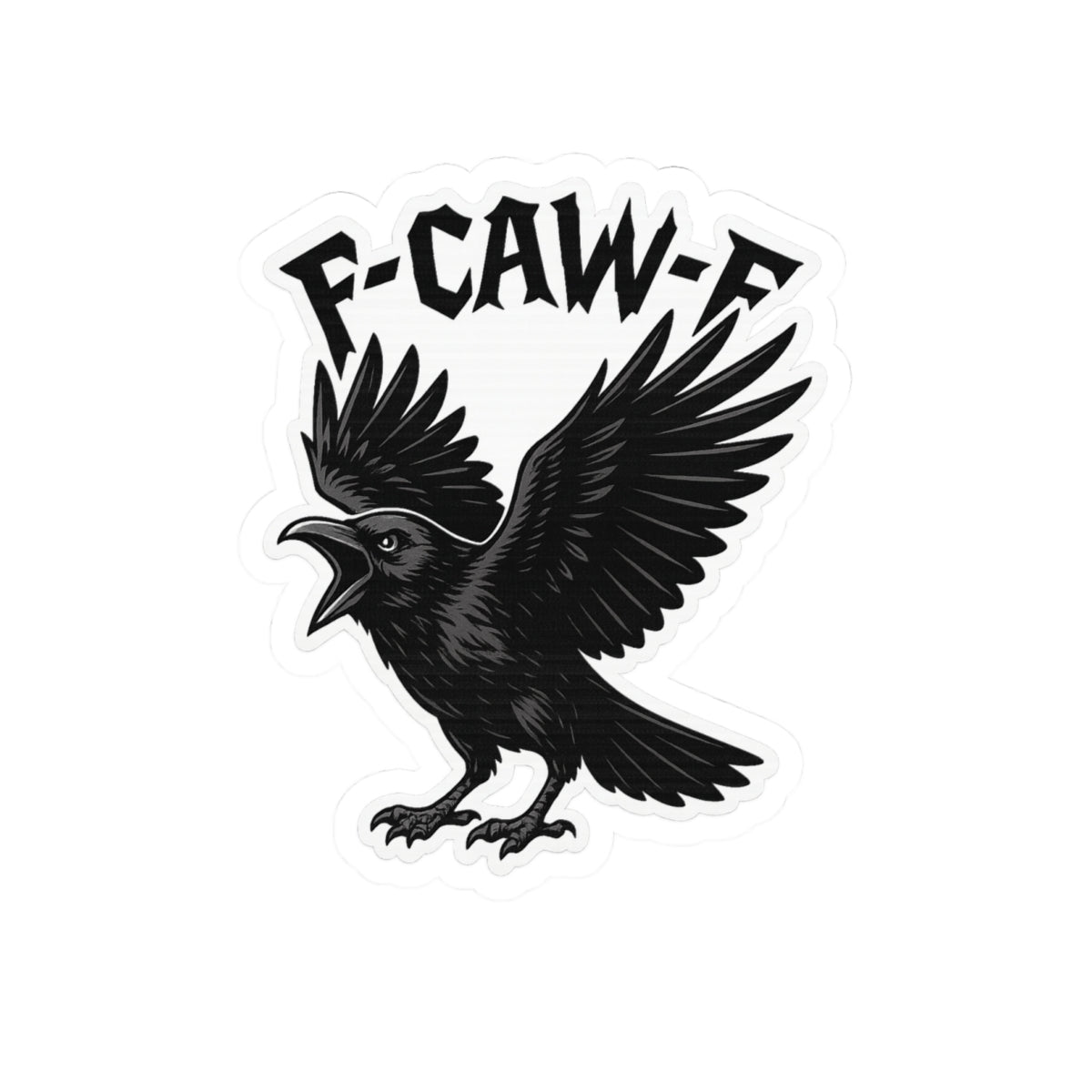 F-CAW-F Angry Crow Sticker | Gothic Raven Bird Decal | Funny Cawing Crow Laptop Sticker