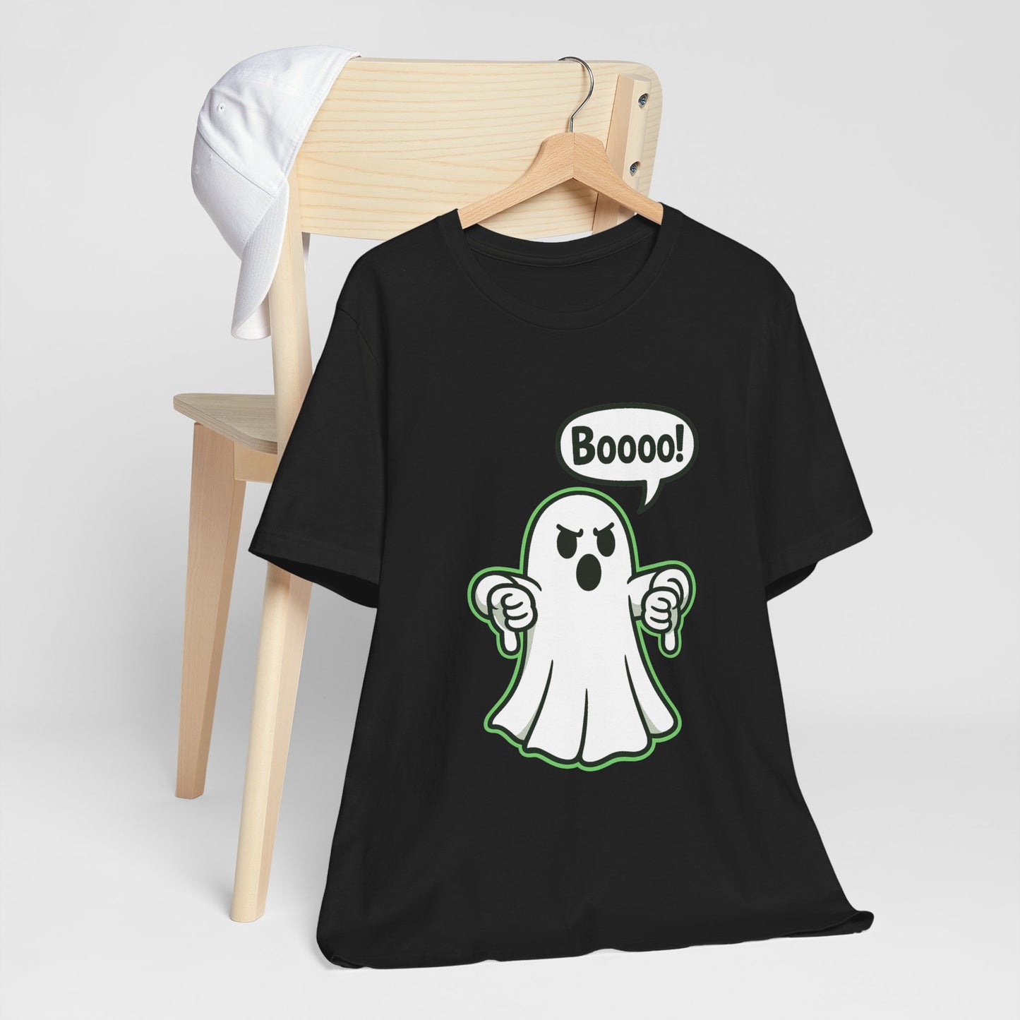 Disapproving Ghost Shirt Funny Boooo Cartoon Ghost Humor Design Green Outline