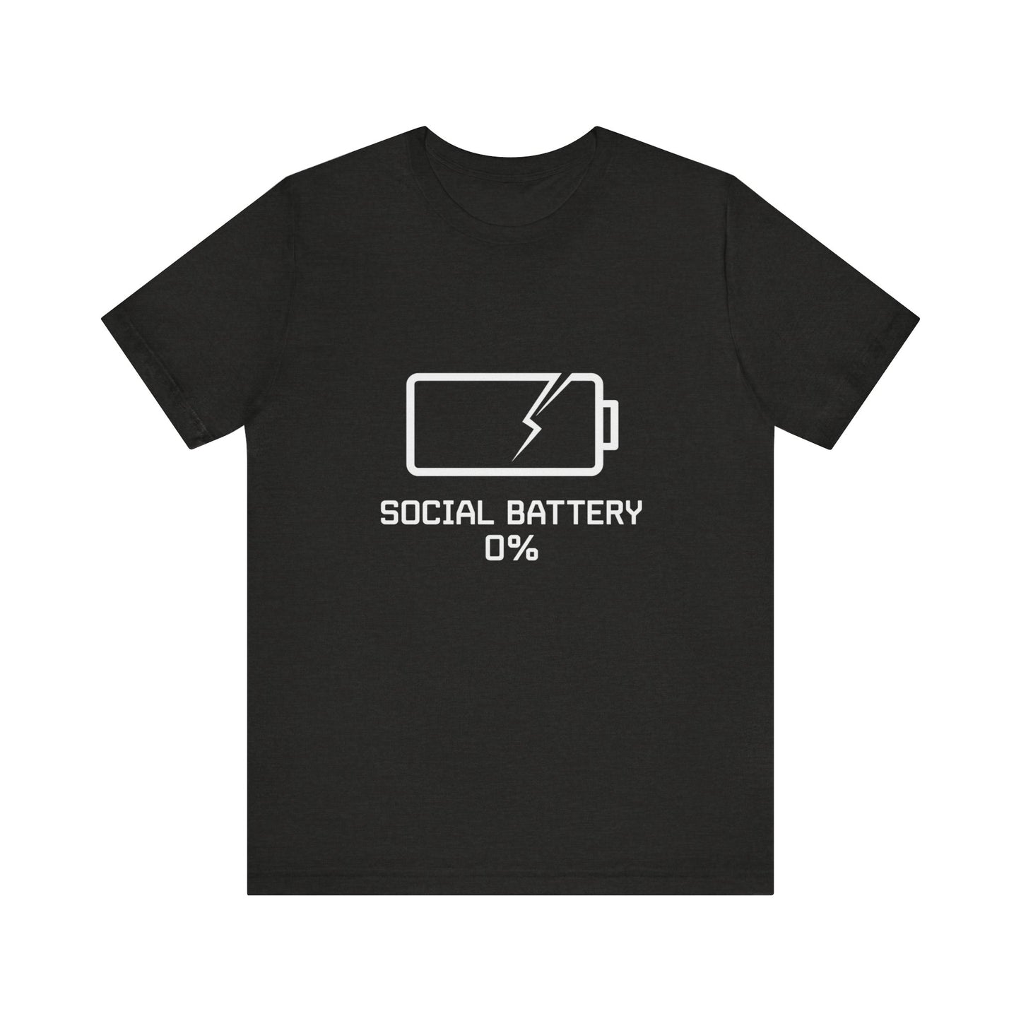 Social Battery 0% T-Shirt | Funny Goth Introvert Tee | Low Energy Meme Shirt | Dark Humor Unisex Graphic Tee