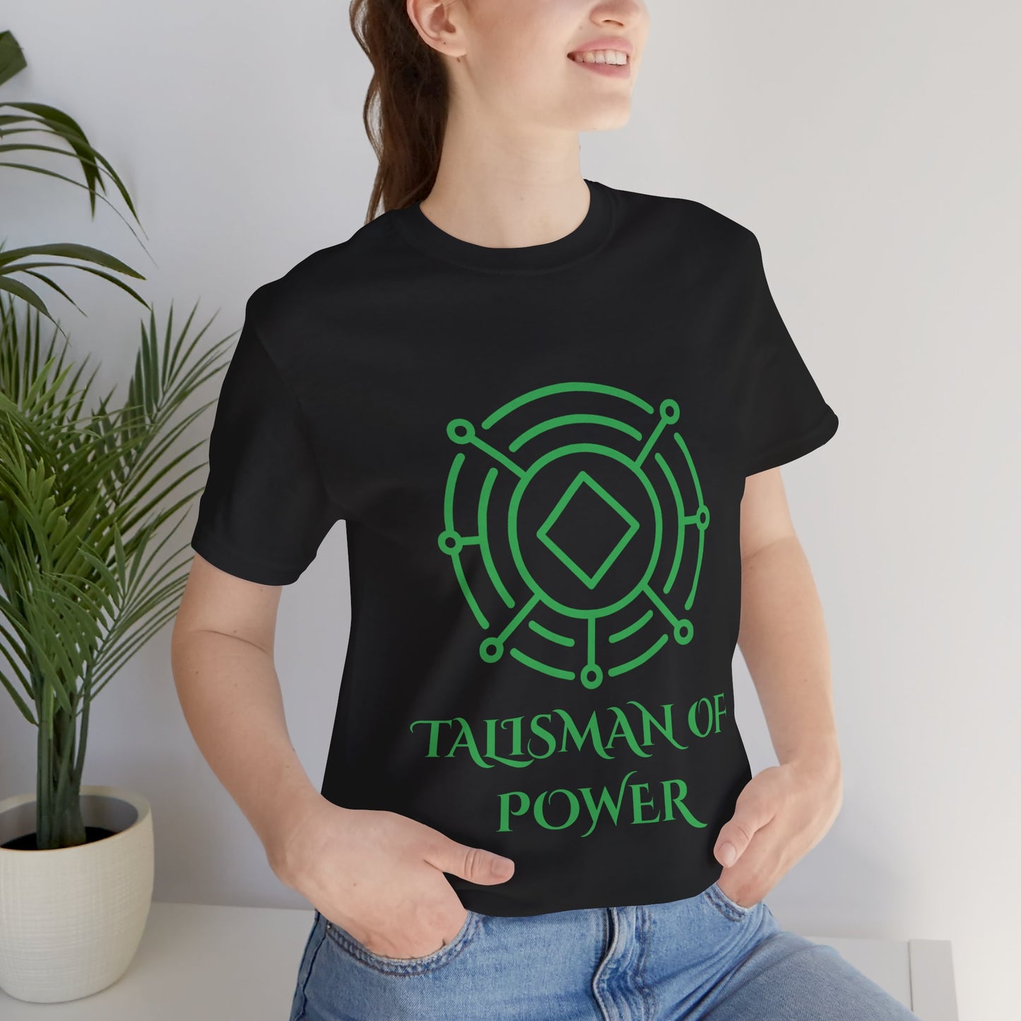 Talisman of Power Green Sigil Shirt Geometric Occult Symbol Tech Mystic Design Glowing Vector Energy TShirt Gift