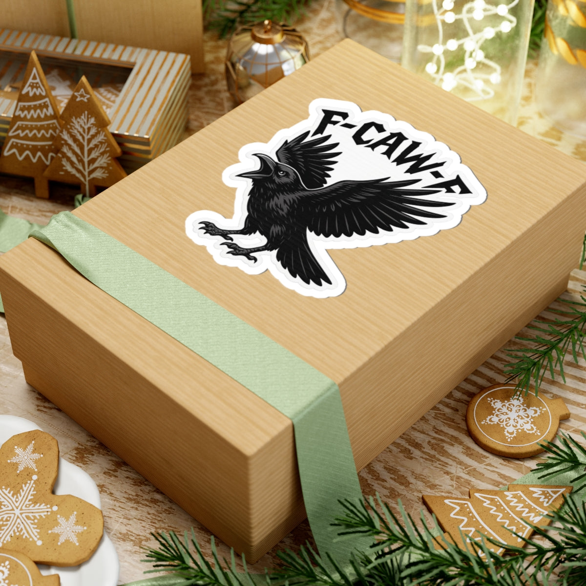 F-CAW-F Angry Crow Sticker | Gothic Raven Bird Decal | Funny Cawing Crow Laptop Sticker