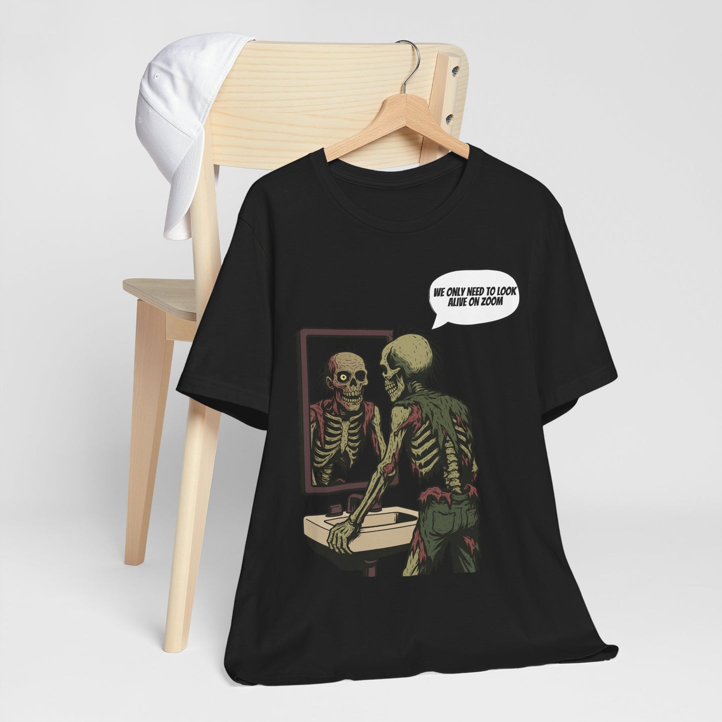Zombie Affirmation Shirt We Only Have To Look Alive On Zoom Dark Humor Tee