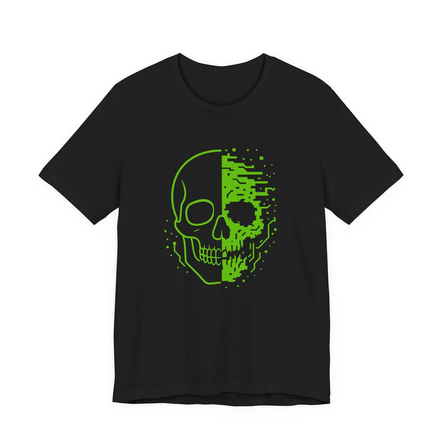 Glitch Skull Shirt Cyberpunk T Shirt Neon Green Goth Graphic Tee Techno Gothic Alternative Clothing