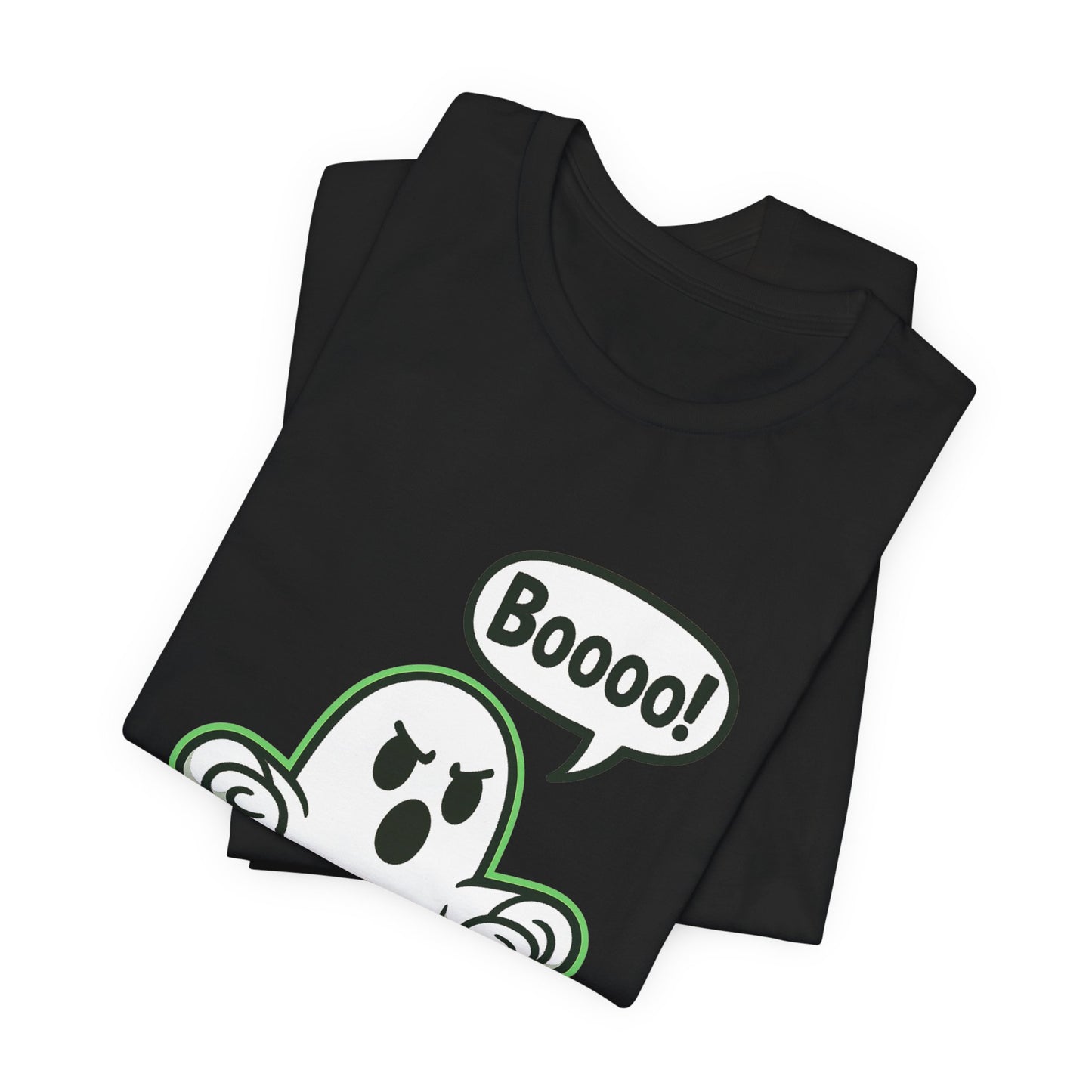 Disapproving Ghost Shirt Funny Boooo Cartoon Ghost Humor Design Green Outline