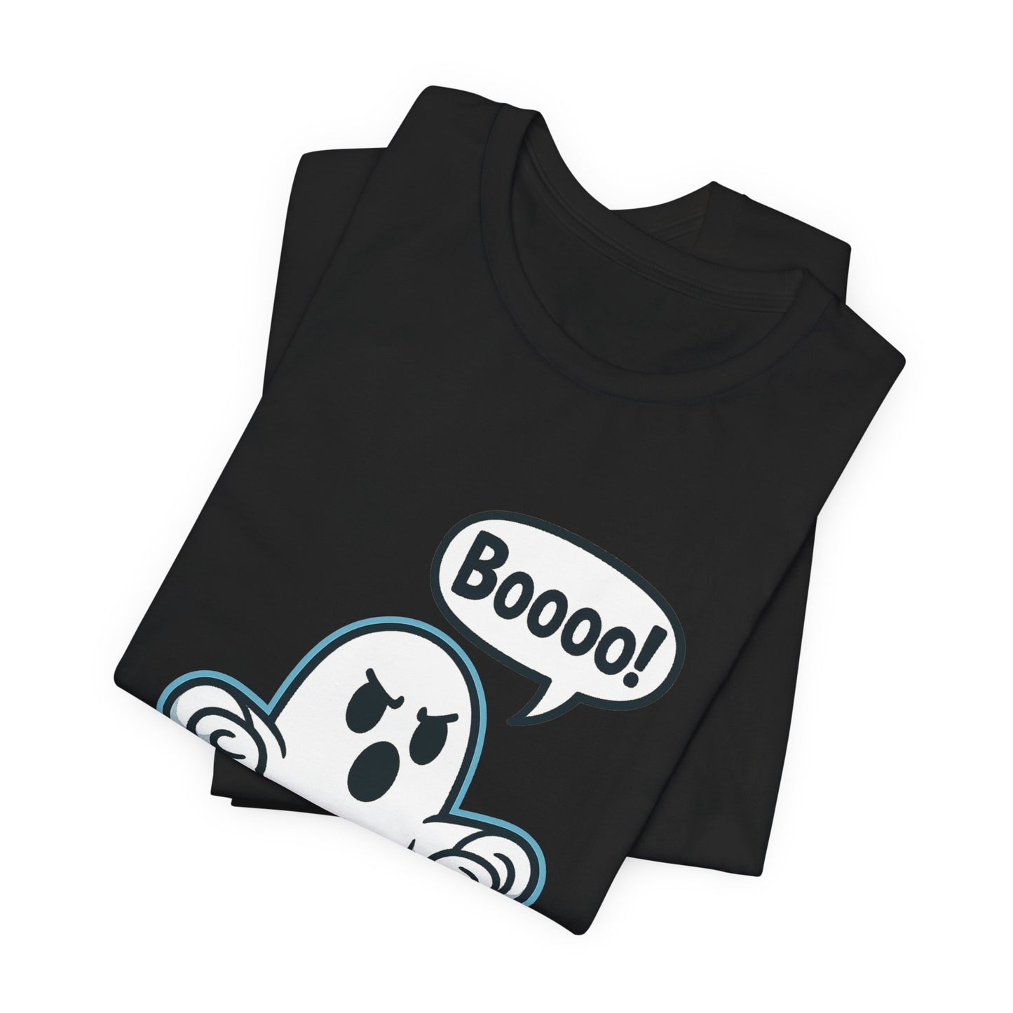 Disapproving Ghost Shirt Funny Boooo Cartoon Ghost Humor Design Blue Outline