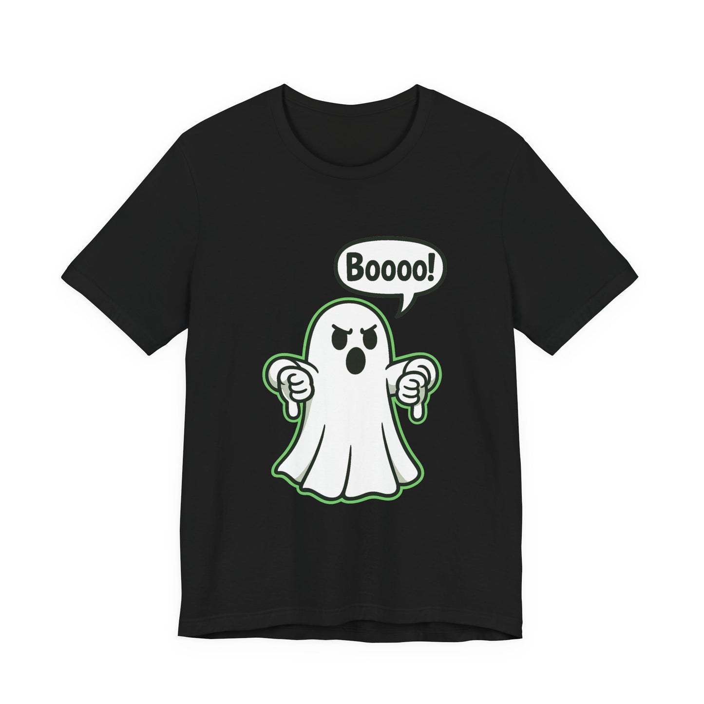 Disapproving Ghost Shirt Funny Boooo Cartoon Ghost Humor Design Green Outline