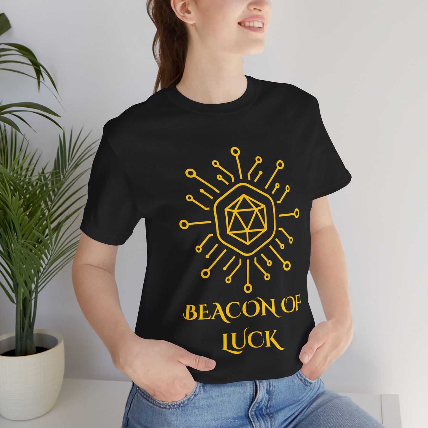 Beacon of Luck Sigil Shirt Geometric Occult Symbol Tech Mystic Vector Design Glowing Fortune Gift TShirt