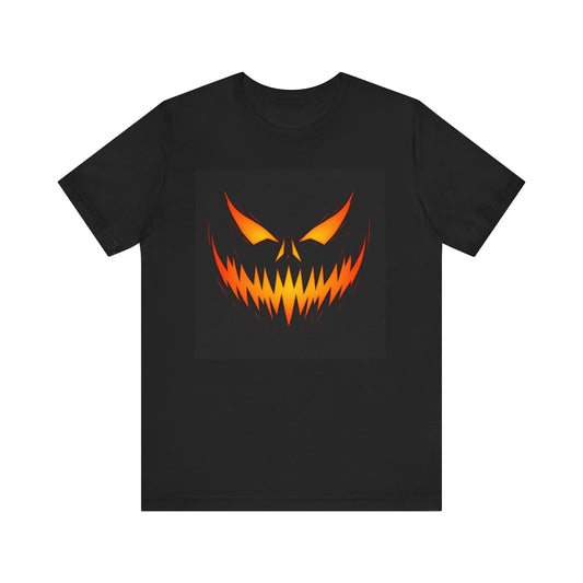 Scary Pumpkin Face Jack-O-Lantern T-Shirt | Halloween Orange Glow Shirt | Creepy Horror Pumpkin Graphic Tee